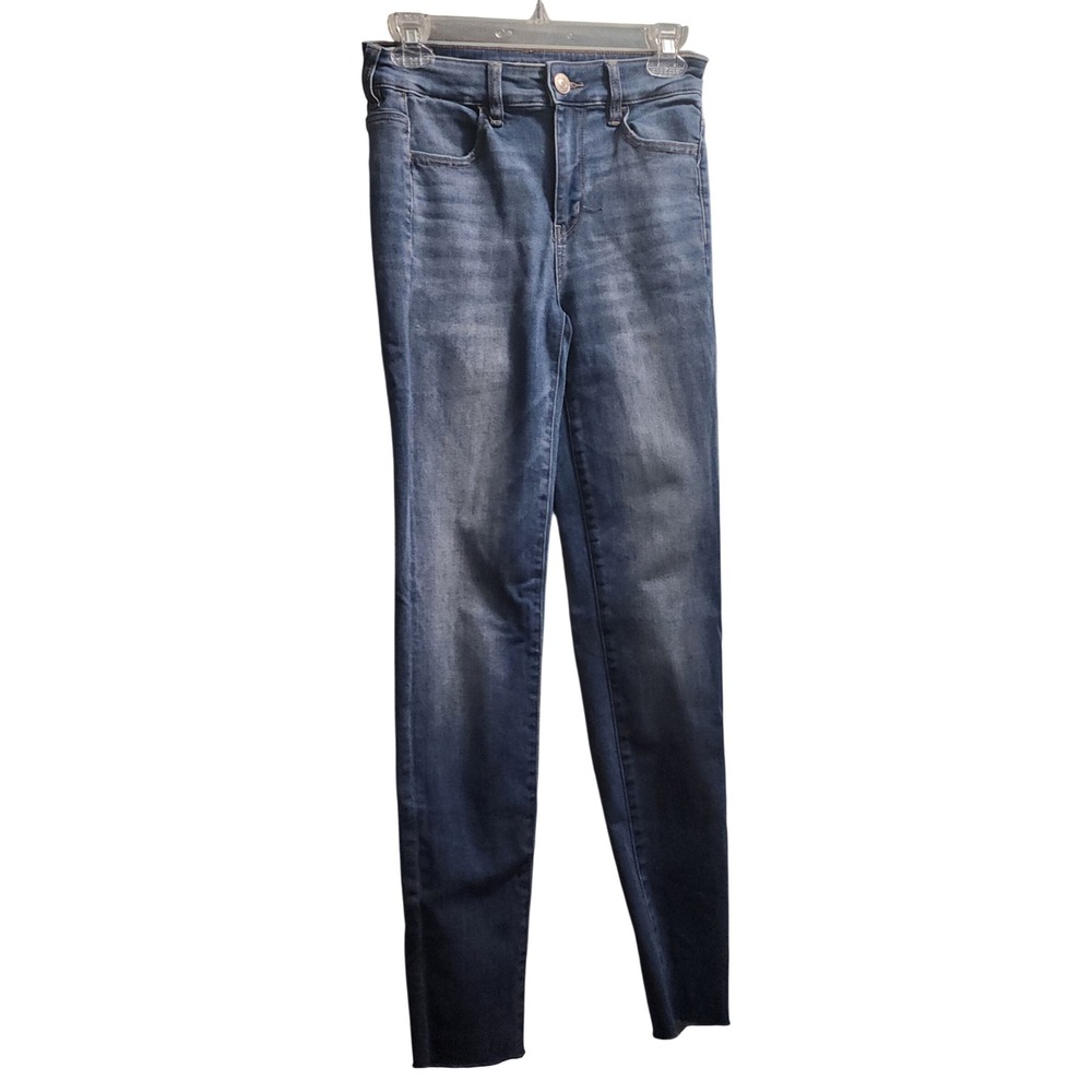 American Eagle Ne(x)t Level Stretch Skinny Jeans Medium Wash Raw Hem  4 X-Long